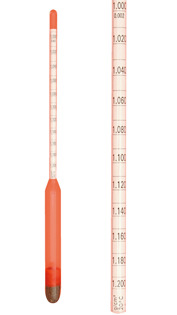 Aräometer geeicht, 1,000 - 1,250 g/ml