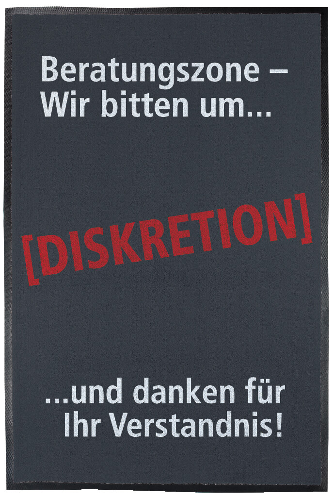 Schmutzfangmatte "Diskretion" Hochformat in Dunkelgrau