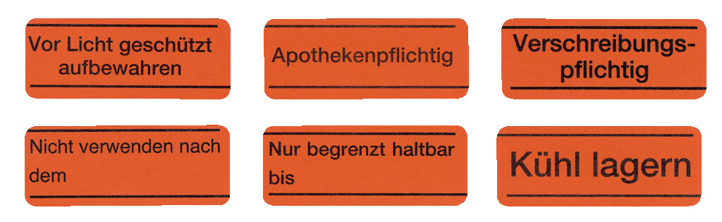 Haftetiketten "Apothekenpflichtig"