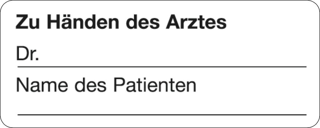 Hinweis-Haftetiketten "Zu Händen des Arztes"