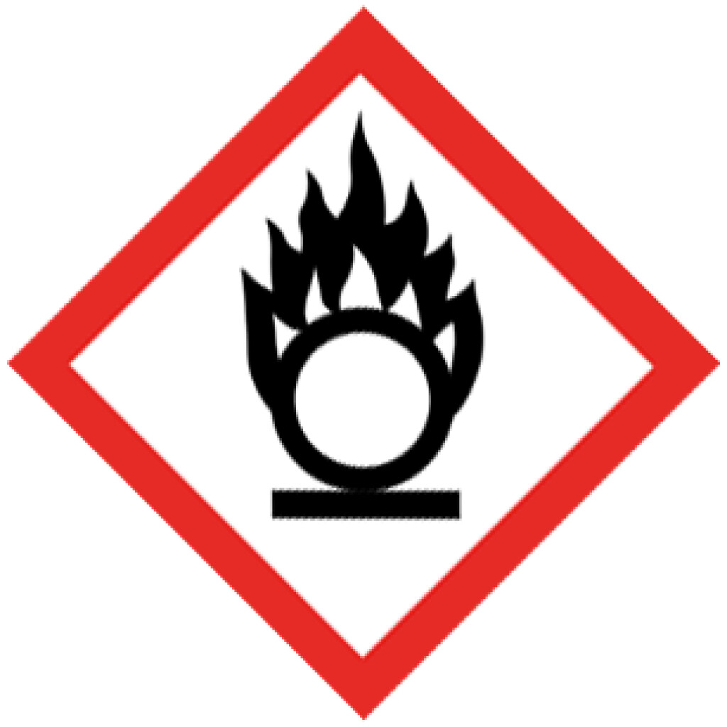 Gefahrensymbol-Etiketten Flamme über einem Kreis, GHS 03