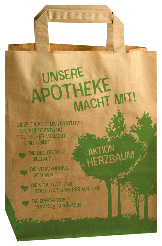 Recycling-Papier-Tragetasche, 2 l Herzbaum