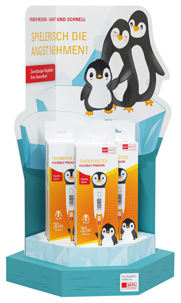 aponorm® Kinder-Stabthermometer Flexible Pinguin HV-Display "Eisscholle"