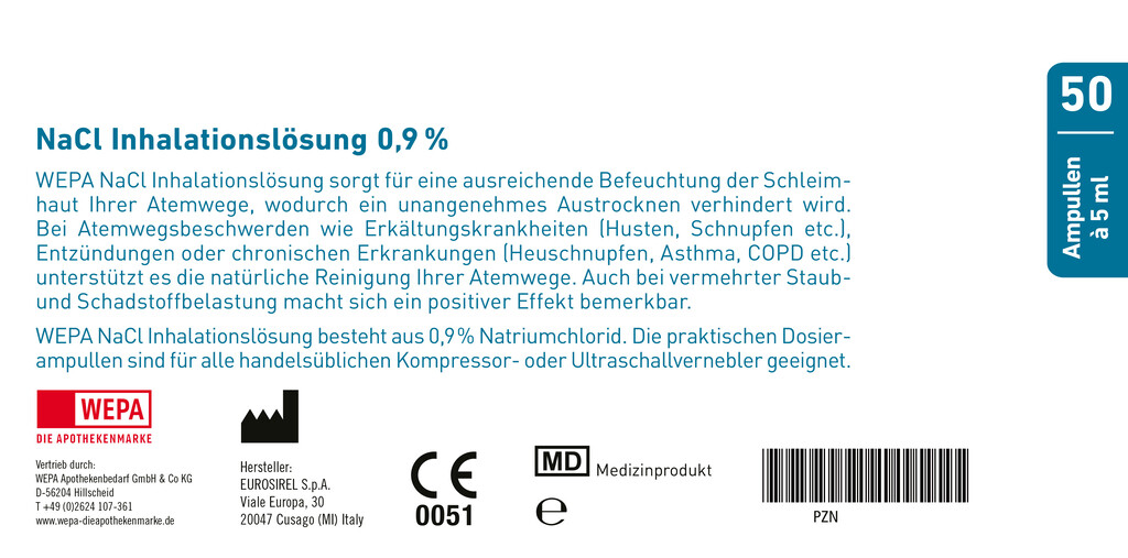 WEPA NaCl Inhalationslösung 0,9% 50 Ampullen à 5 ml