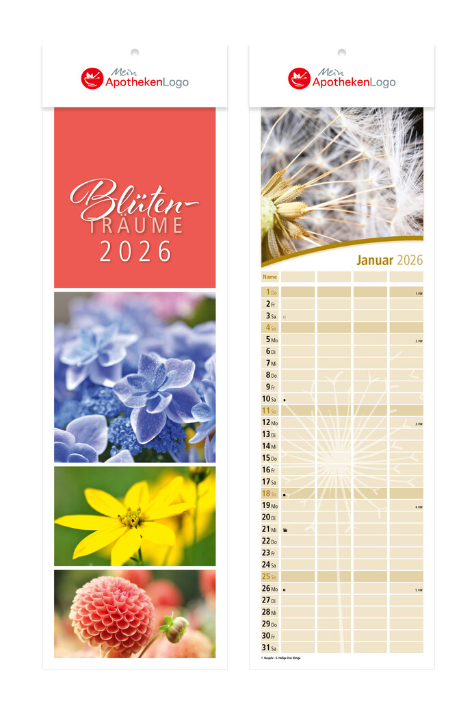 Wandkalender Blütenträume 14,3 x 48,5