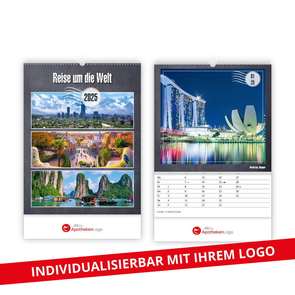 Wandkalender Reise um die Welt 24,0 x 36,0 
