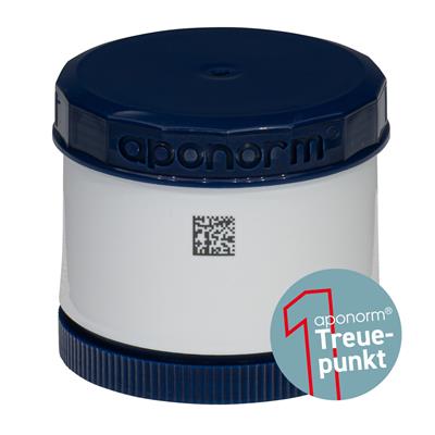 TOPITEC® Kruke (aponorm® Drehdosierkruke) 50 g/70 ml blau/weiß