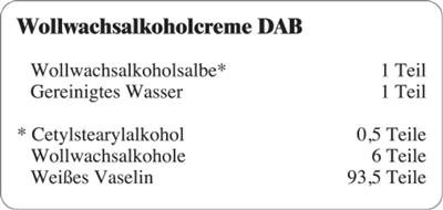 Etiketten zur Kennzeichnung von Rezepturen und Arzneimitteln "Wollwachsalkoholcreme DAB"