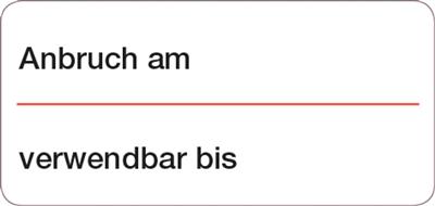 Hinweis-Haftetiketten "Anbruch verwendbar bis..."