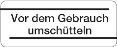 Haftetiketten "Vor dem Gebrauch umzuschütteln"