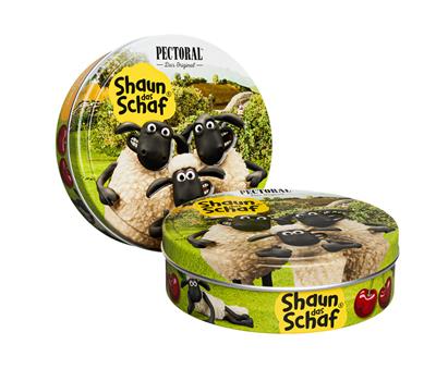 PECTORAL® Shaun das Schaf Hustenbonbon für Kinder zuckerfrei, 10 Dosen mit Motiv "Schafe"