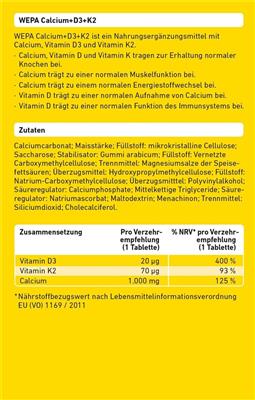 WEPA Calcium + D3 + K2 Tabletten, 30er Packung
