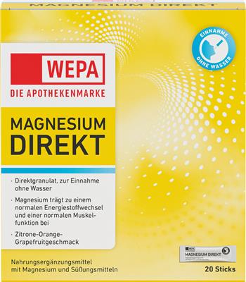 WEPA Magnesium Direkt Sticks, 20er Pack.