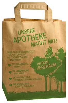 Recycling-Papier-Tragetasche, 9 l Herzbaum