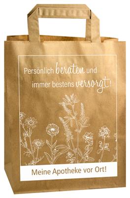 Papier-Tragetasche 2 l, braun, „Bestens versorgt“ 