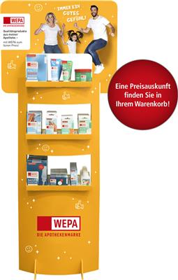 Kleiner Bodenaufsteller "WEPA - Die Apothekenmarke" 2022/23 - Bestückungsvariante 1