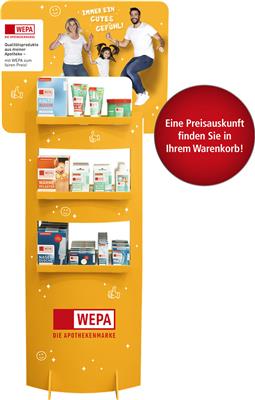 Kleiner Bodenaufsteller "WEPA - Die Apothekenmarke" 2022/23 - Bestückungsvariante 2