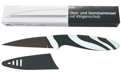 Obst-/Gemüsemesser mit Klingenschutz schwarz/weiß neutral