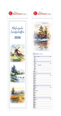 Wandkalender Malerische Landschaften 9,5 x 48,5 
