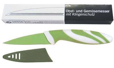 Obst-/Gemüsemesser mit Klingenschutz grün/weiß neutral